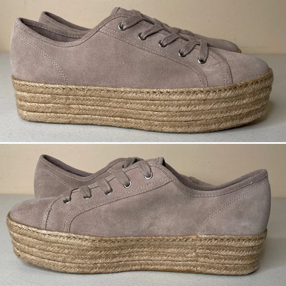 Steve Madden Hampton Tan Suede Platform Espadrille Sneakers Size 10